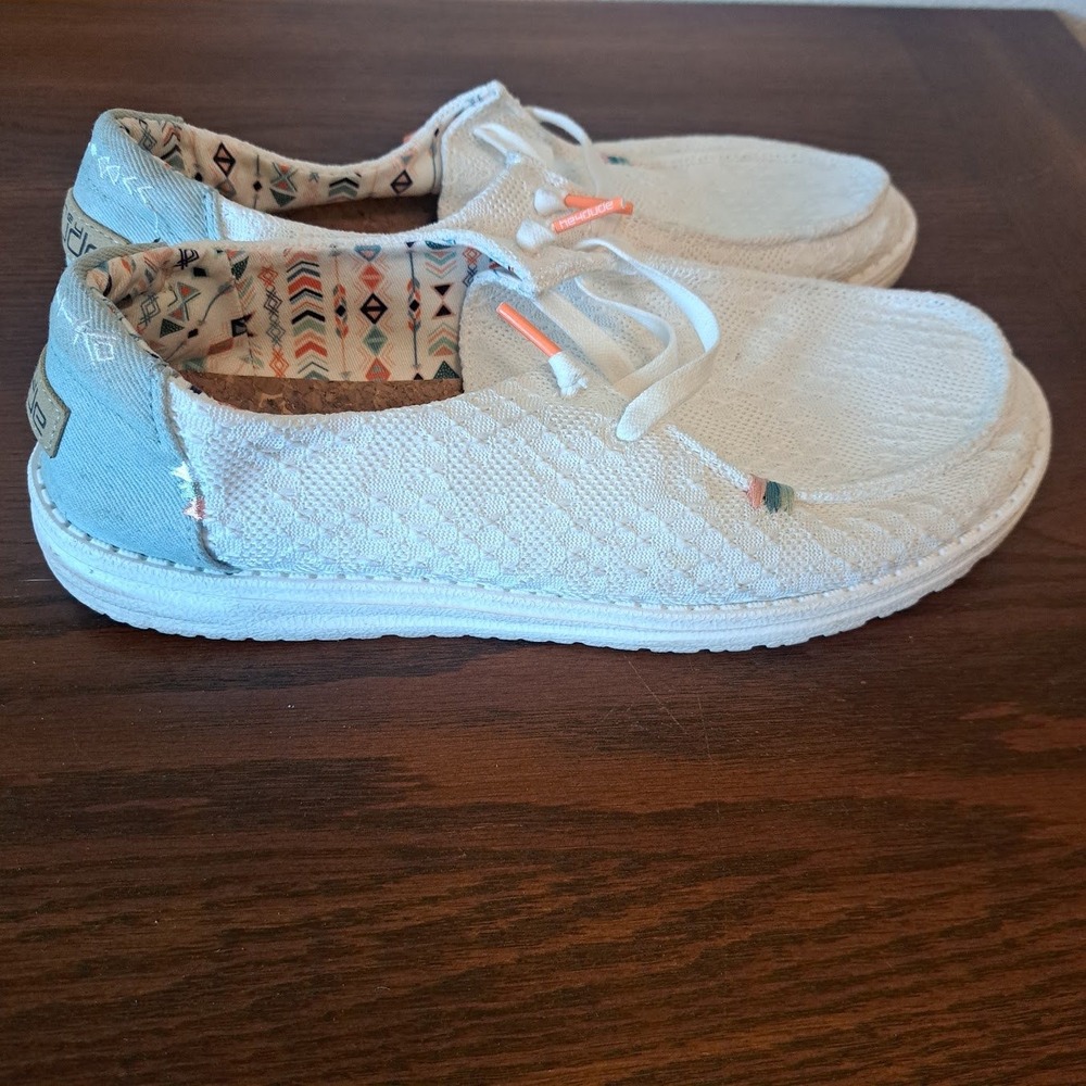Hey Dude Wendy Boho White Crochet Slip On Loafers Shoes Womens 11 121410164 - Picture 5 of 6